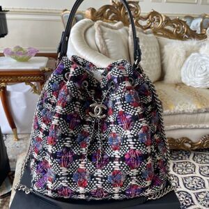 Chanel Drawstring Bucket Bag Tweed